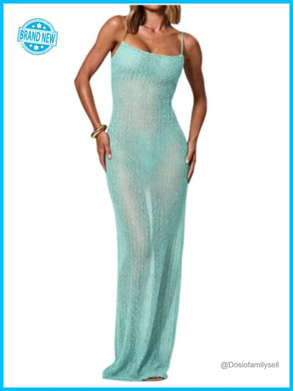 Women's Crochet Sequin Cami Maxi Cover-Up Dress